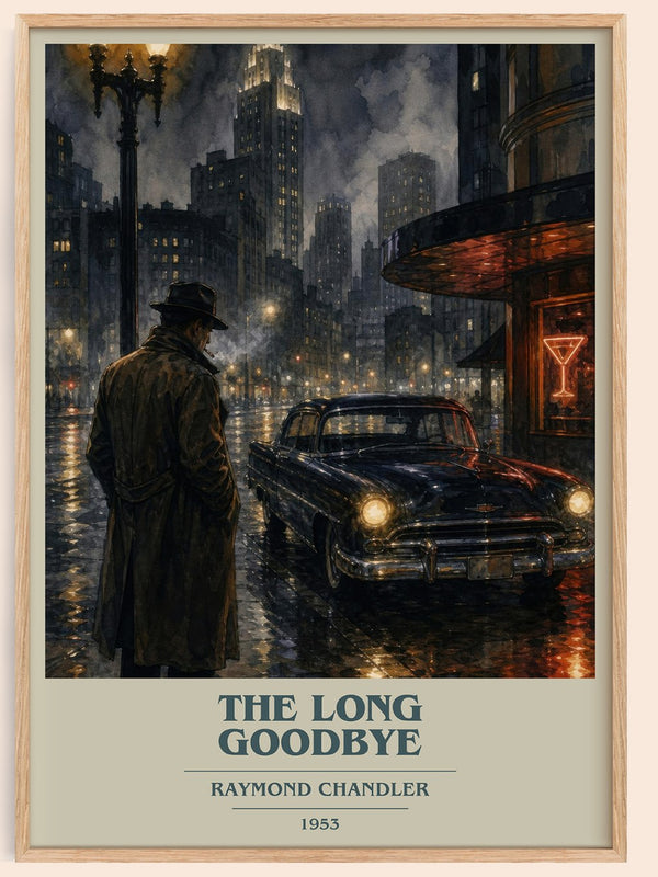 The Long Goodbye book cover book poster by Raymond Chandler – framed literary art print