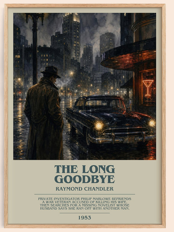 The Long Goodbye bookish book poster by Raymond Chandler – framed literary art print