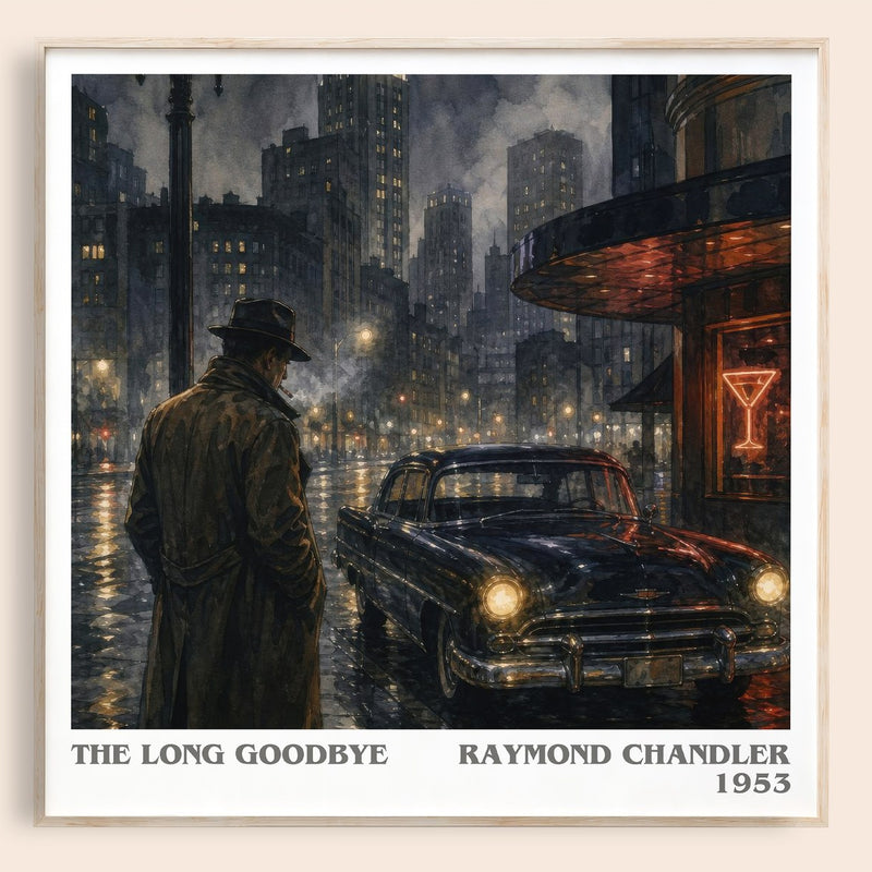 The Long Goodbye literary book poster by Raymond Chandler – framed literary art print