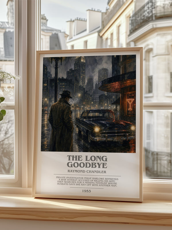The Long Goodbye bookish poster colour and style options – Raymond Chandler book art