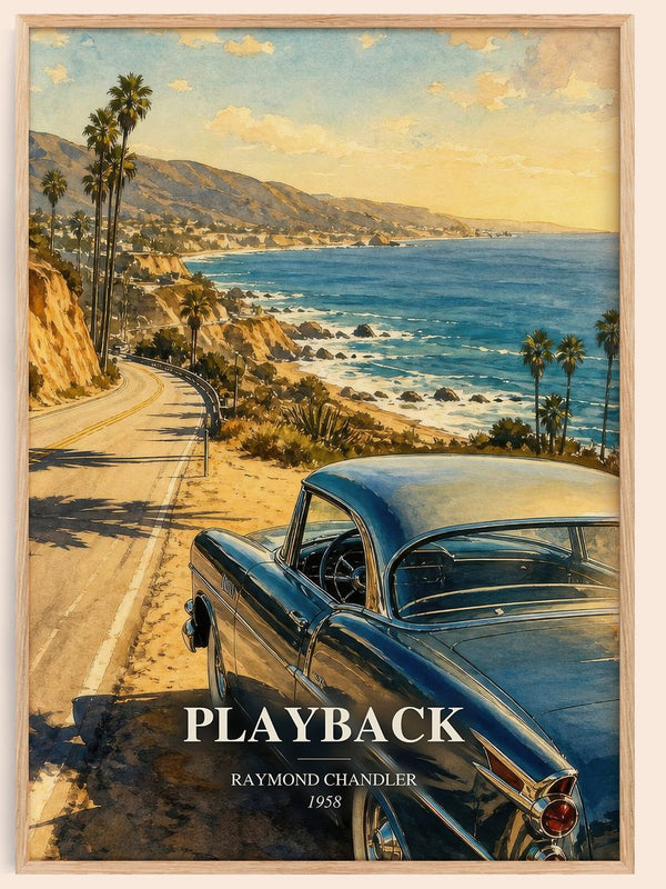 Playback watercolour book poster by Raymond Chandler – framed literary art print