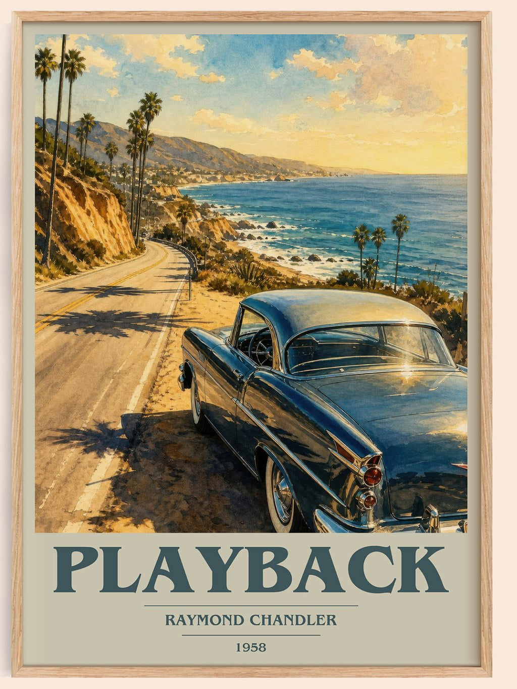 Playback book cover book poster by Raymond Chandler – framed literary art print