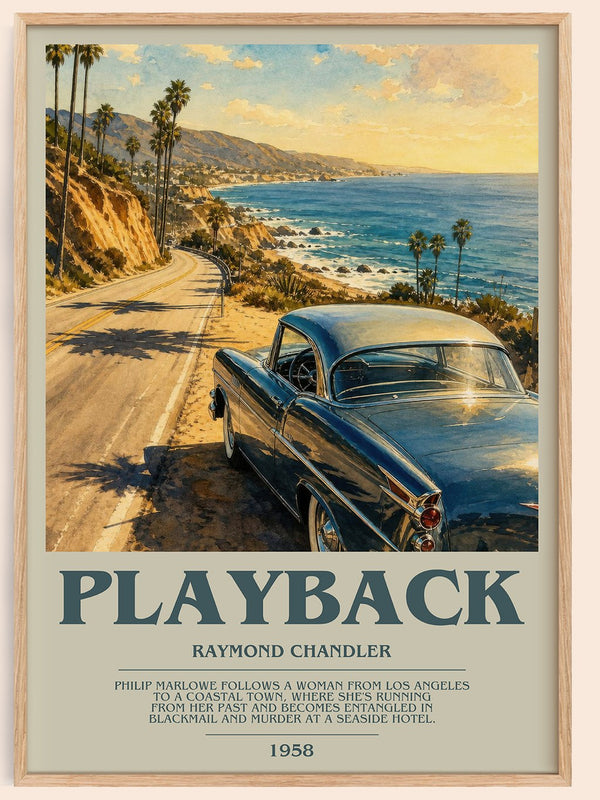 Playback bookish book poster by Raymond Chandler – framed literary art print