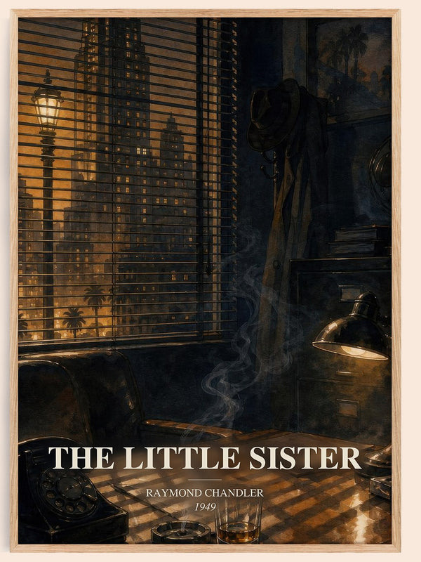 The Little Sister watercolour book poster by Raymond Chandler – framed literary art print