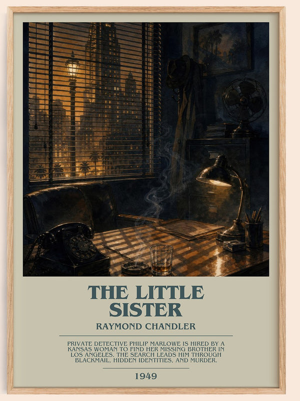 The Little Sister bookish book poster by Raymond Chandler – framed literary art print