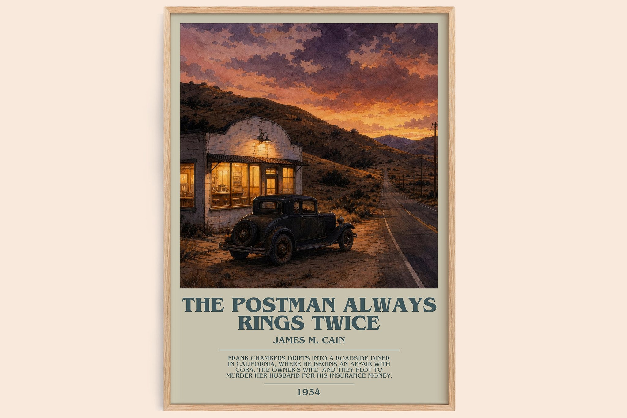 The Postman Always Rings Twice Bookish Wall Art by James M. Cain