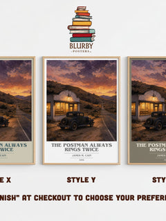 The Postman Always Rings Twice book cover print in frame leaning in hallway – crime wall art