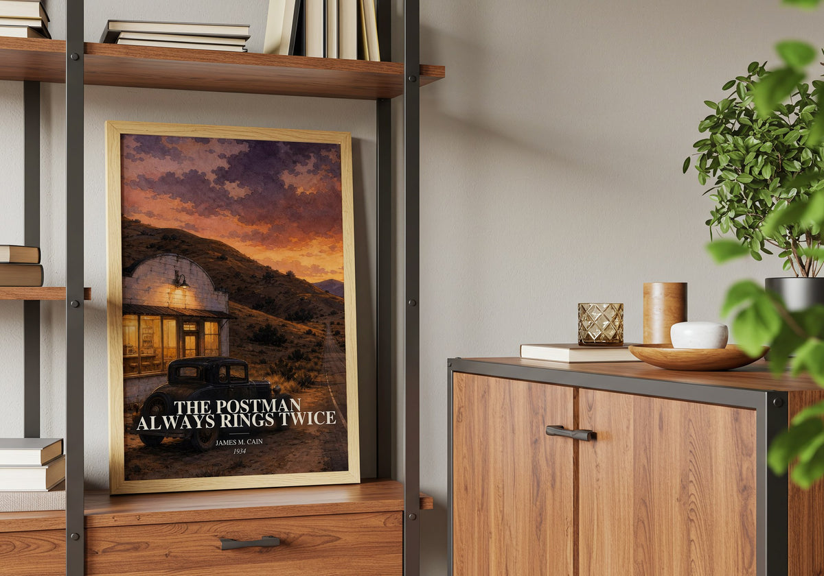 The Postman Always Rings Twice book watercolour illustration paper finish options – matte satin gloss