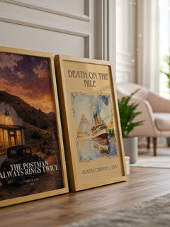 The Postman Always Rings Twice watercolour print framed by window – literary home decor