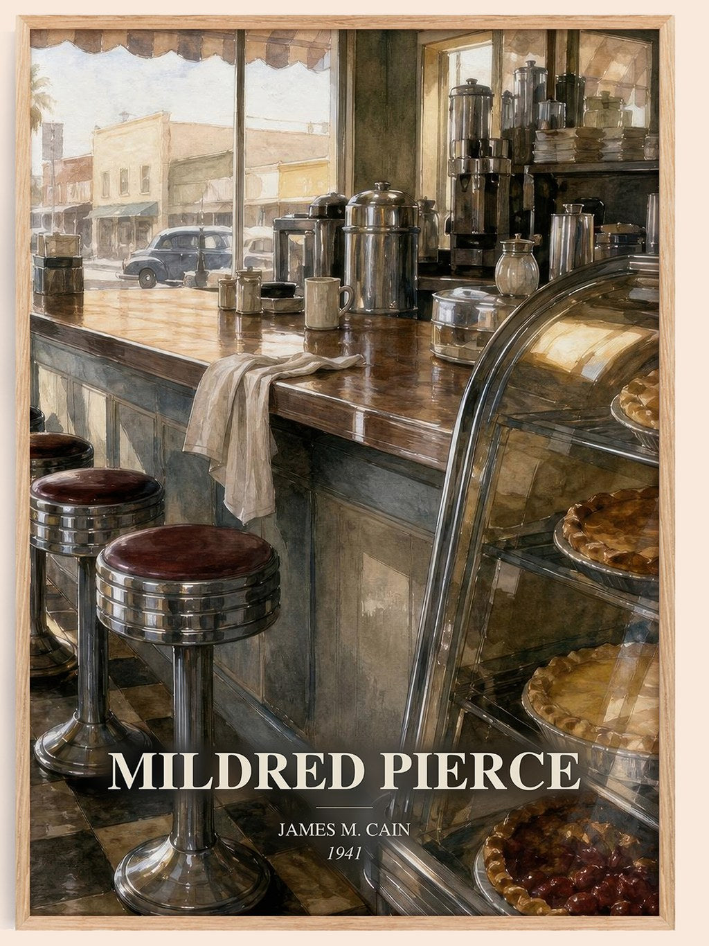 Mildred Pierce watercolour book poster by James M. Cain – framed literary art print