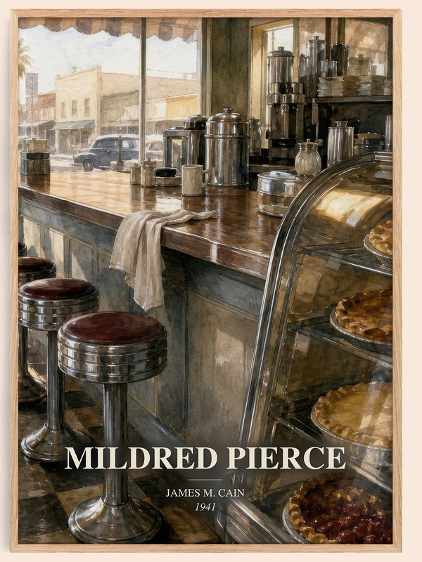 Mildred Pierce watercolour book poster by James M. Cain – framed literary art print