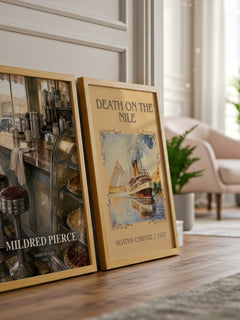Mildred Pierce watercolour print framed by window – literary home decor
