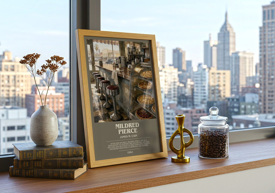 Mildred Pierce bookish print framed by window – literary home decor