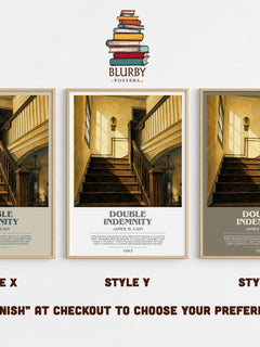 Double Indemnity bookish print in frame leaning in hallway – crime wall art