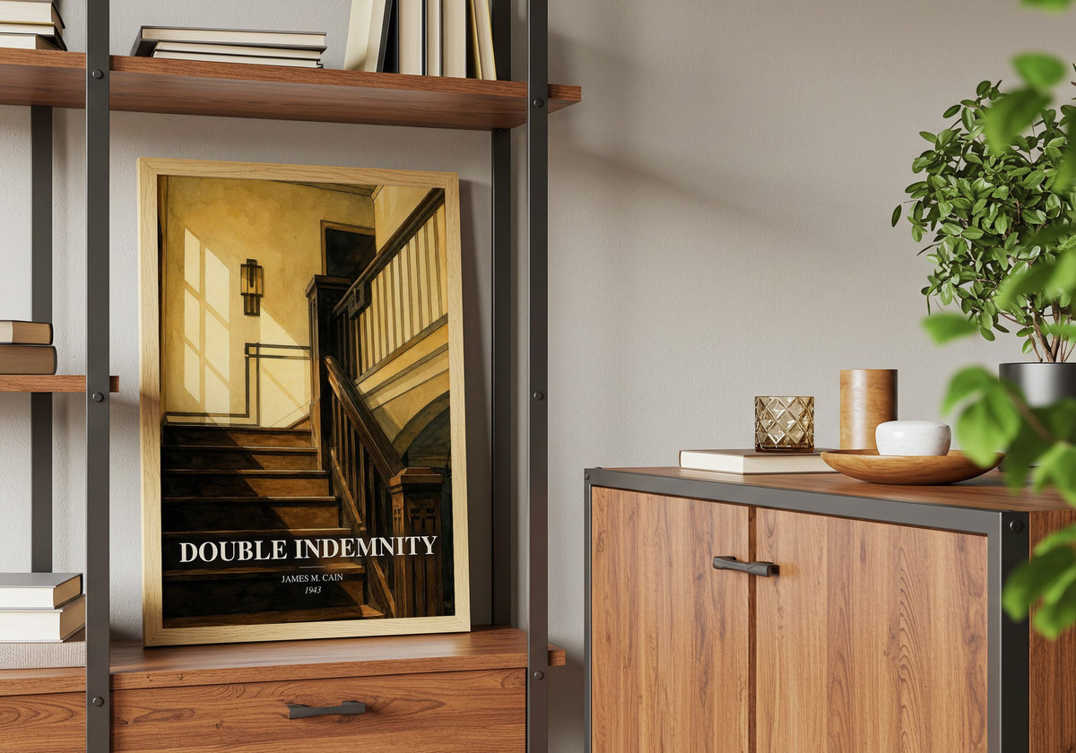 Double Indemnity book watercolour illustration paper finish options – matte satin gloss