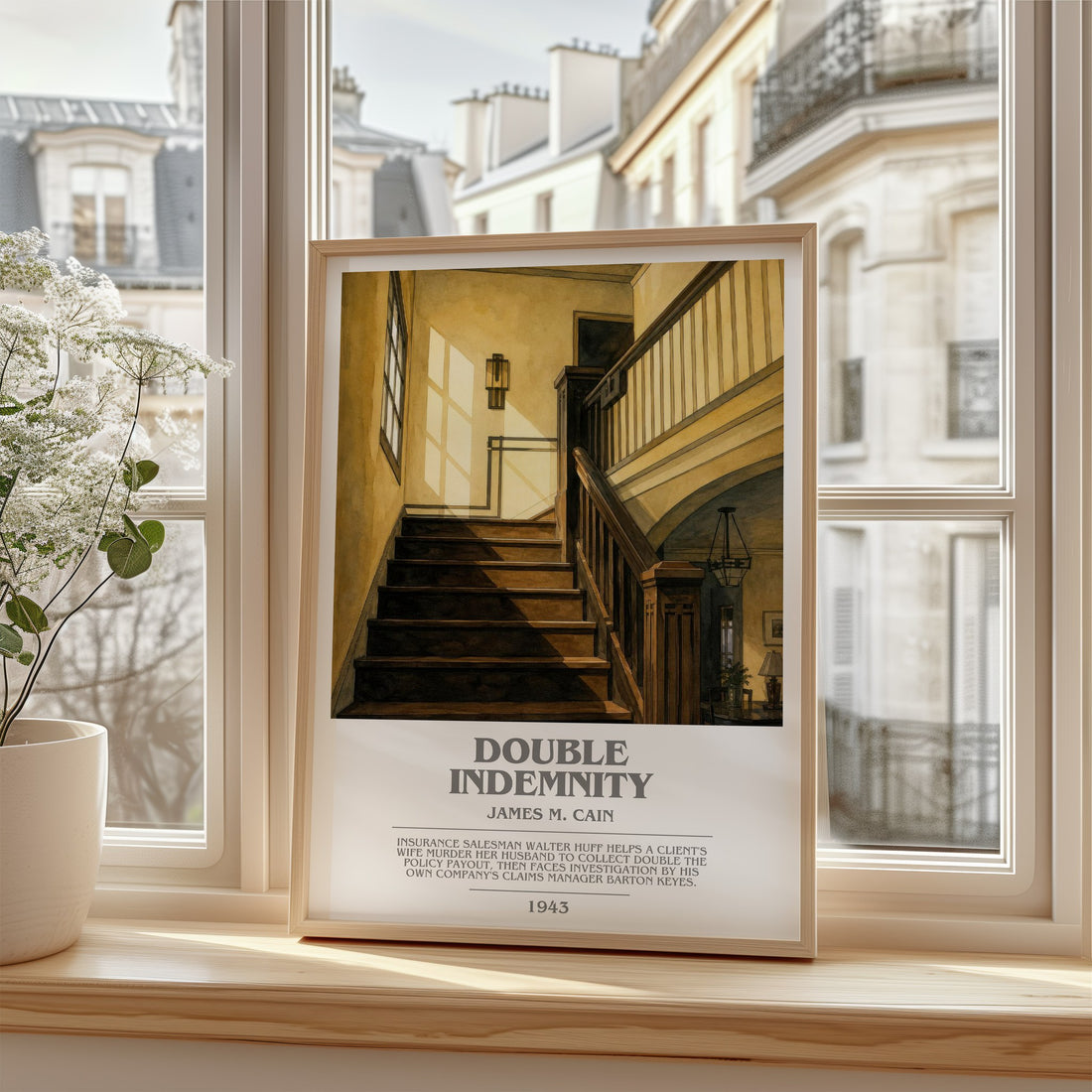 Double Indemnity bookish poster colour and style options – James M. Cain book art