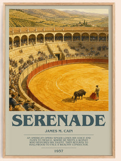 Serenade bookish book poster by James M. Cain – framed literary art print