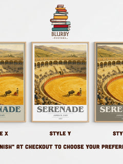 Serenade book cover print in frame leaning in hallway – literary fiction wall art