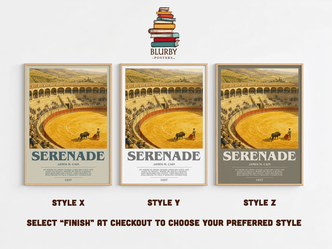 Serenade bookish print in frame leaning in hallway – literary fiction wall art (mockup)