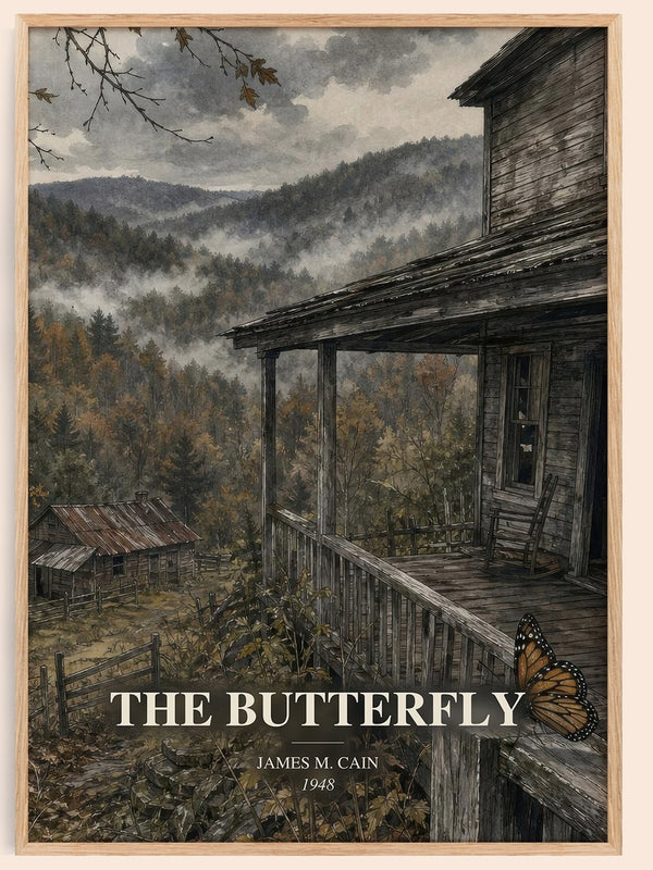 The Butterfly watercolour book poster by James M. Cain – framed literary art print