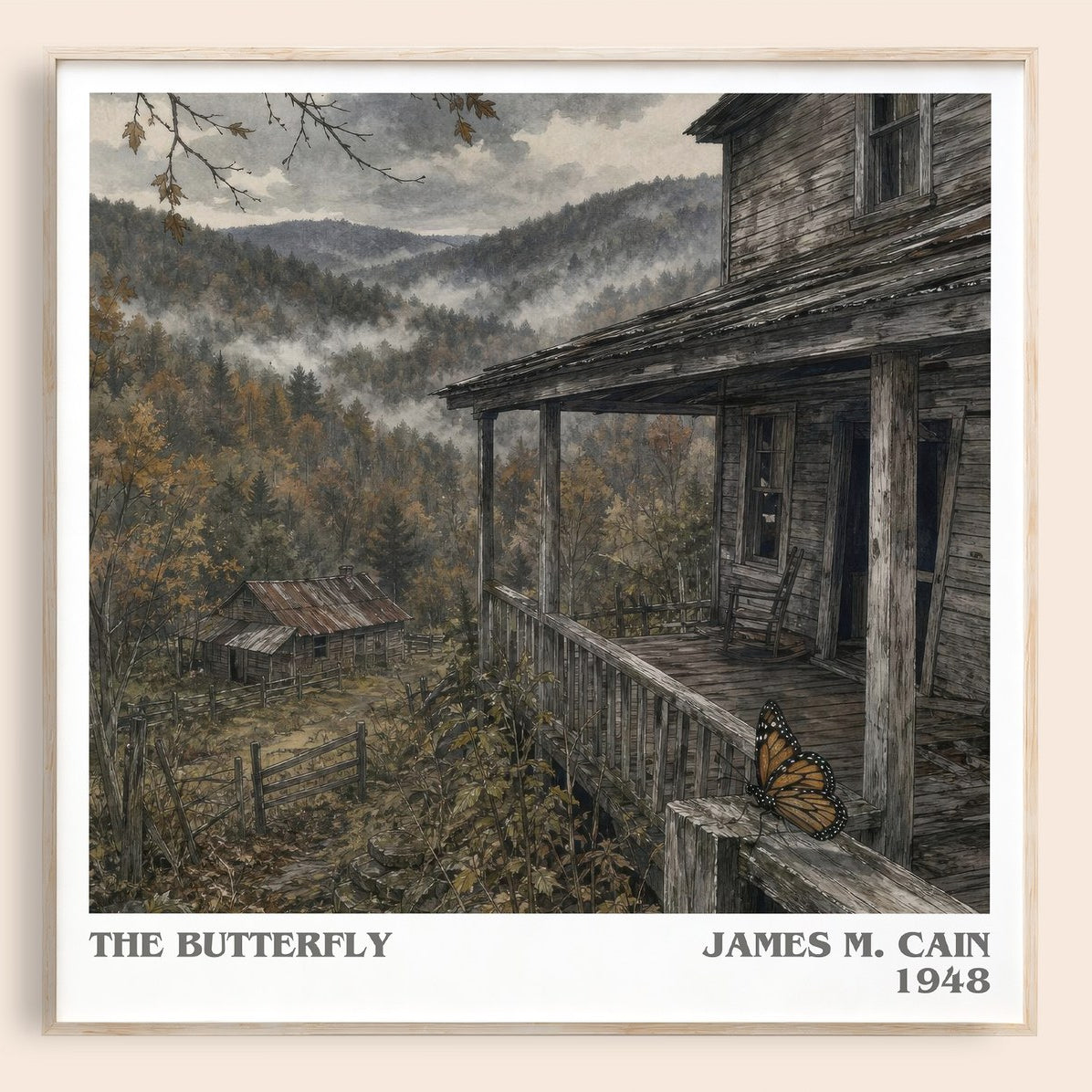 The Butterfly literary book poster by James M. Cain – framed literary art print
