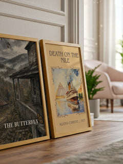 The Butterfly watercolour print framed by window – literary home decor