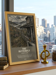 The Butterfly bookish print framed by window – literary home decor