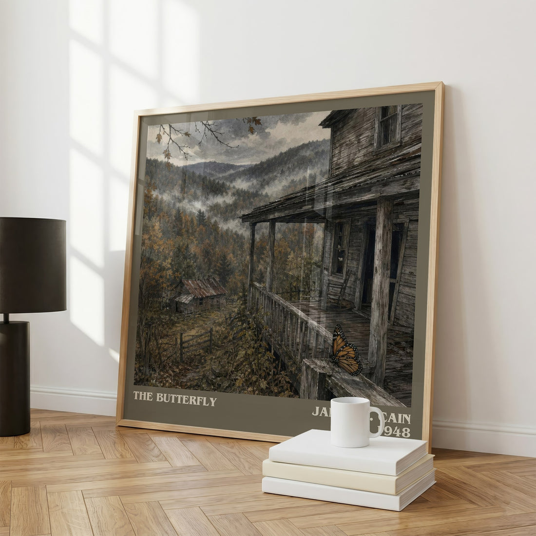 The Butterfly literary print framed by window – literary home decor