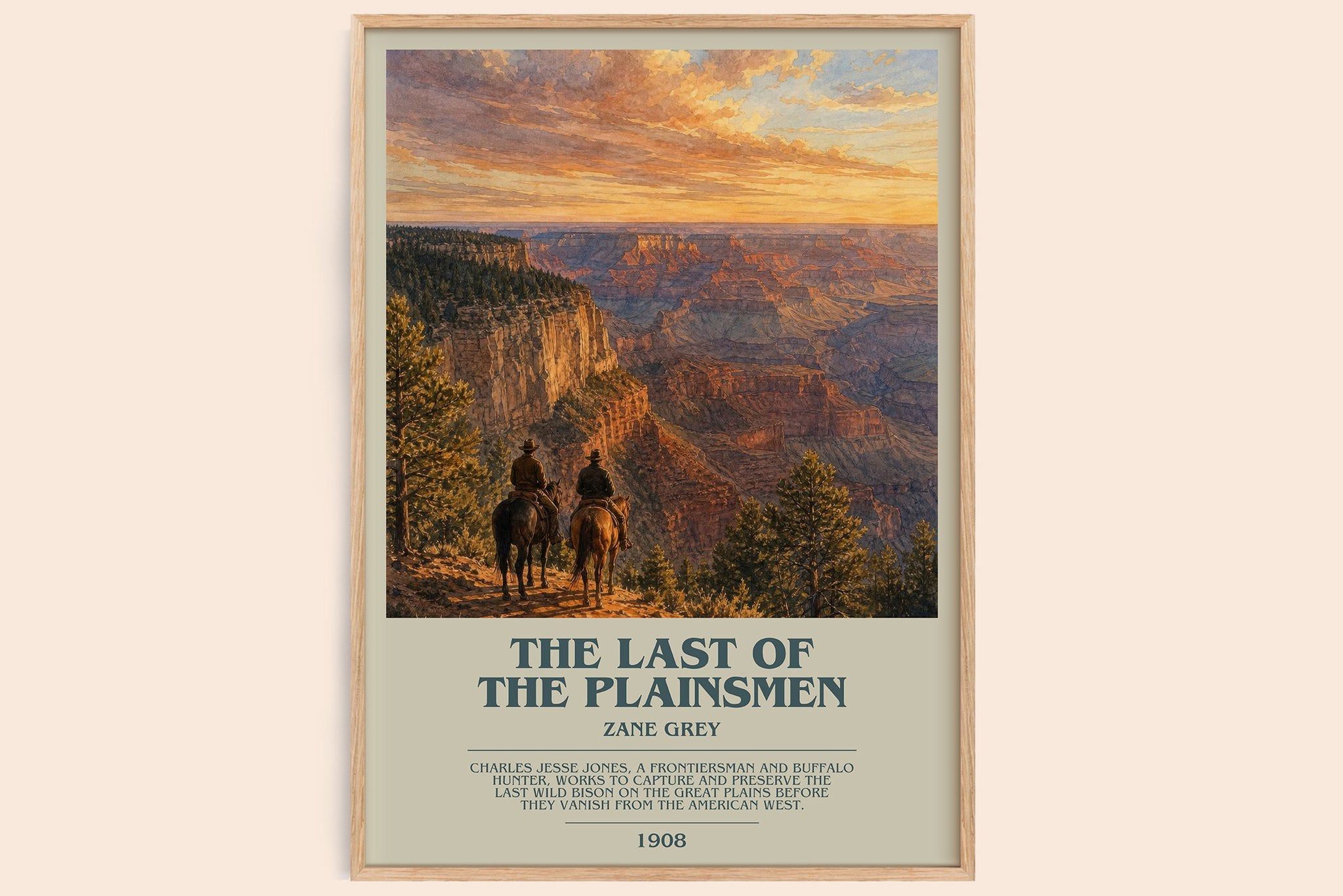 The Last of the Plainsmen Bookish Wall Art by Zane Grey