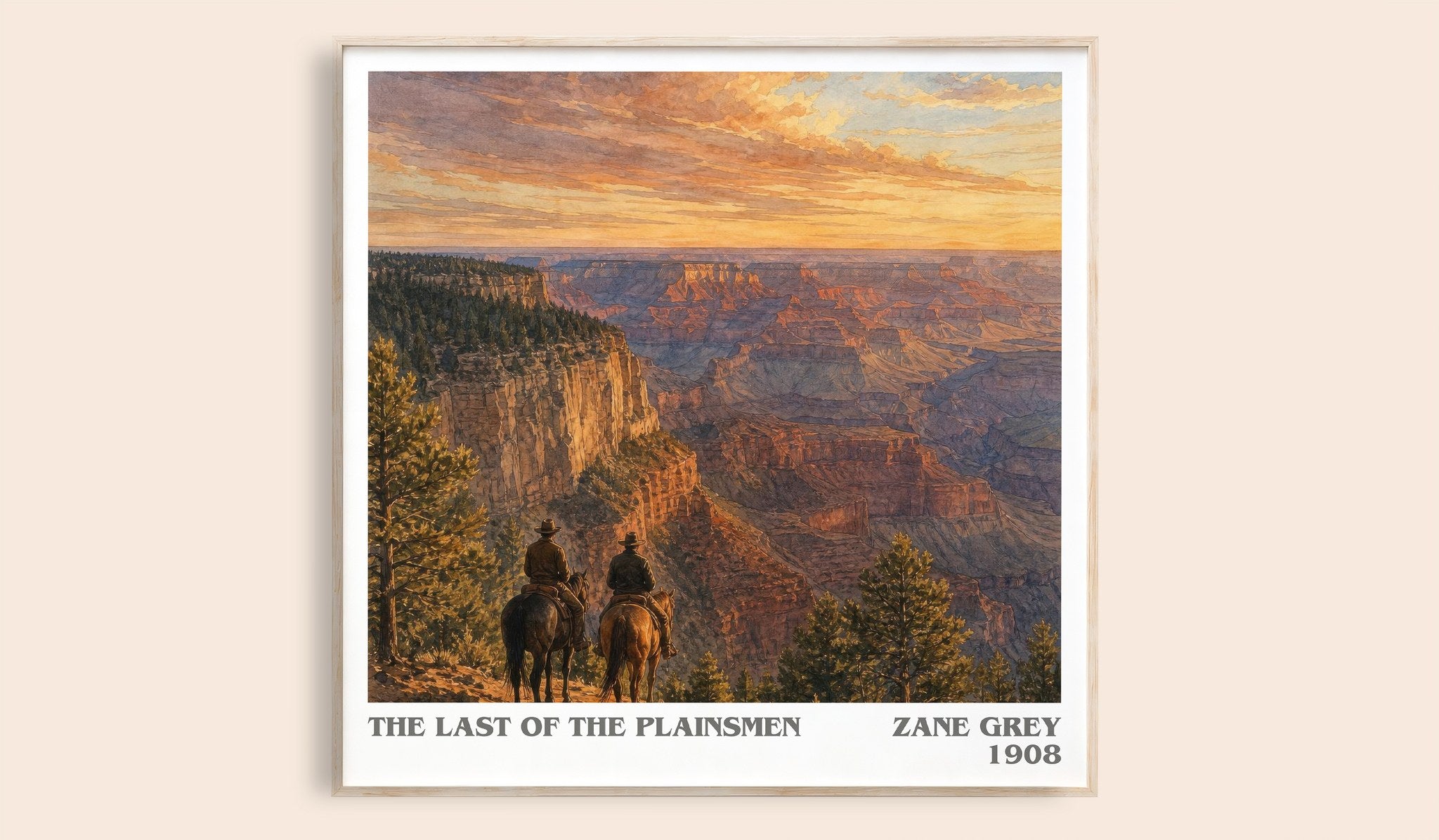 The Last of the Plainsmen Literary Art Print by Zane Grey