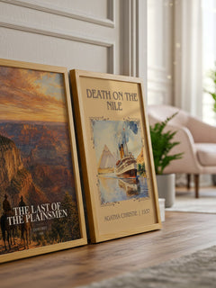 The Last of the Plainsmen watercolour print framed by window – literary home decor