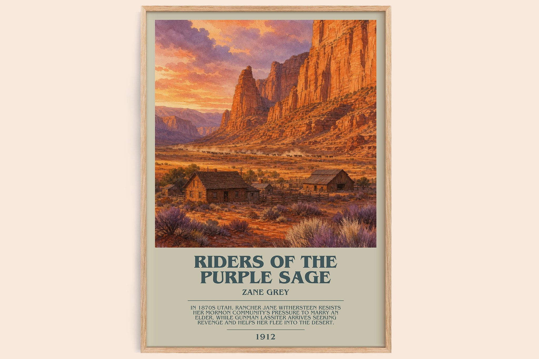 Riders of the Purple Sage Bookish Wall Art by Zane Grey