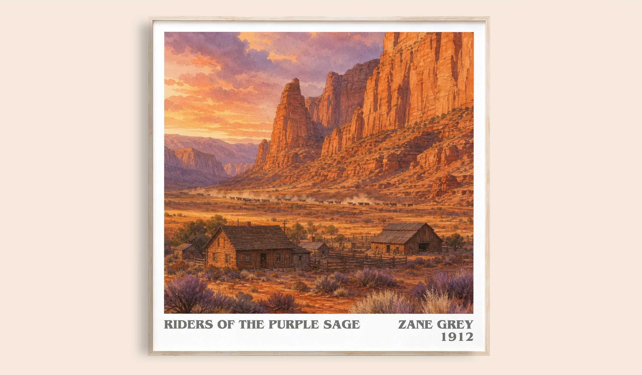 Riders of the Purple Sage Literary Art Print by Zane Grey