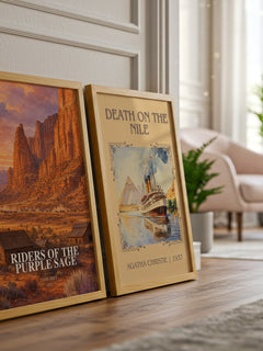 Riders of the Purple Sage watercolour print framed by window – literary home decor