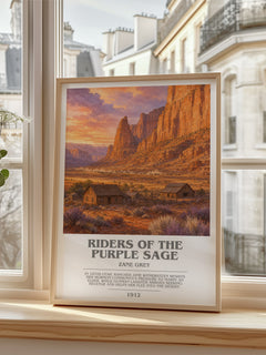 Riders of the Purple Sage bookish poster colour and style options – Zane Grey book art
