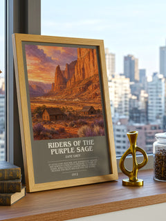 Riders of the Purple Sage bookish print framed by window – literary home decor