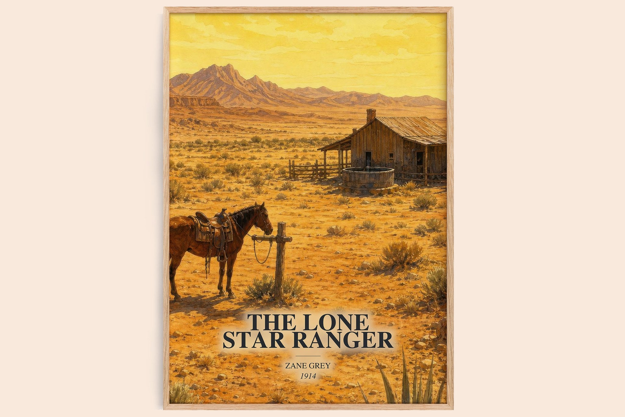 The Lone Star Ranger Book Watercolour Illustration by Zane Grey