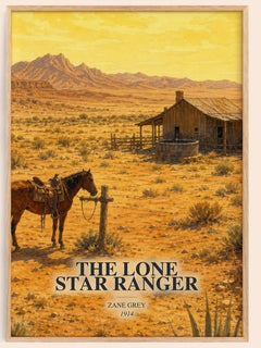 The Lone Star Ranger watercolour book poster by Zane Grey – framed literary art print