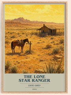 The Lone Star Ranger book cover book poster by Zane Grey – framed literary art print
