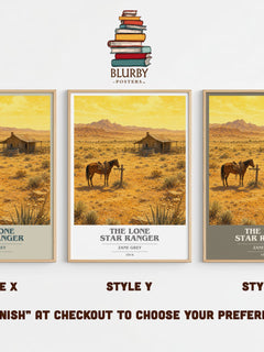 The Lone Star Ranger book cover print in frame leaning in hallway – adventure wall art