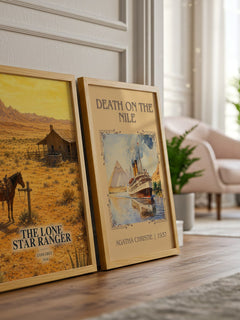 The Lone Star Ranger watercolour print framed by window – literary home decor