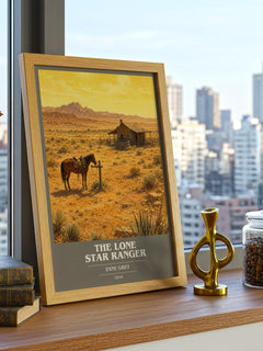 The Lone Star Ranger book cover print framed by window – literary home decor