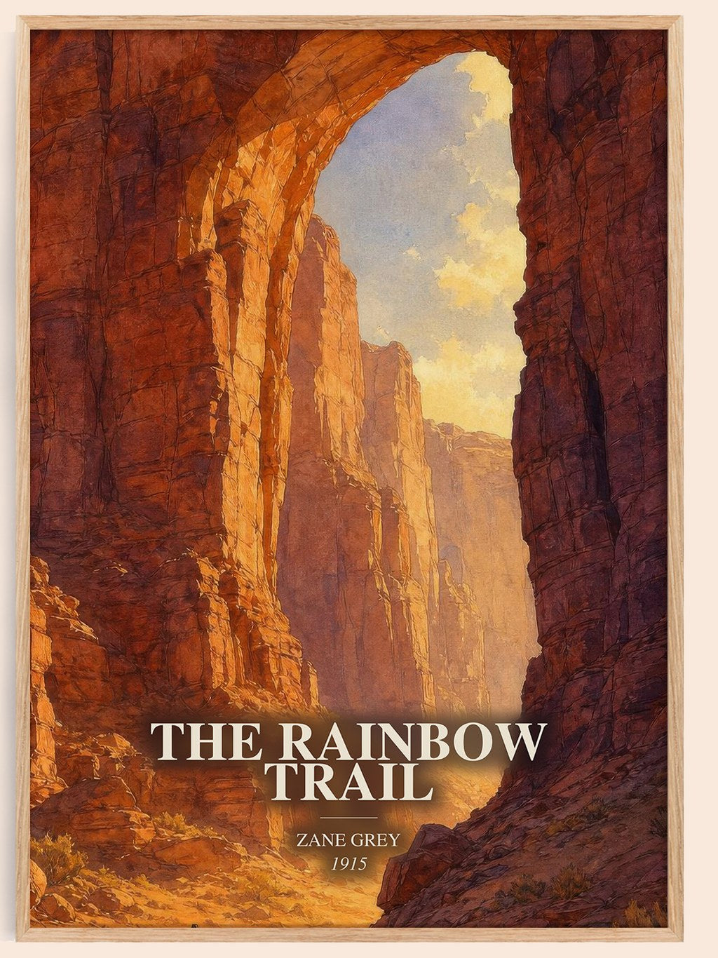The Rainbow Trail watercolour book poster by Zane Grey – framed literary art print