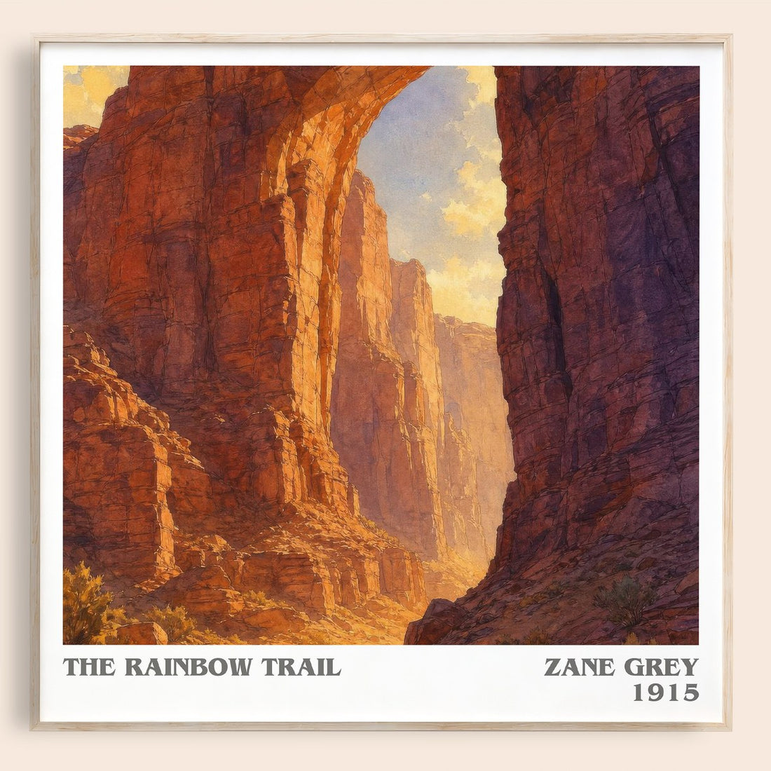 The Rainbow Trail literary book poster by Zane Grey – framed literary art print
