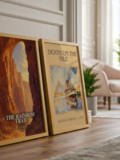 The Rainbow Trail watercolour print framed by window – literary home decor