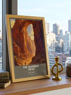 The Rainbow Trail book cover print framed by window – literary home decor