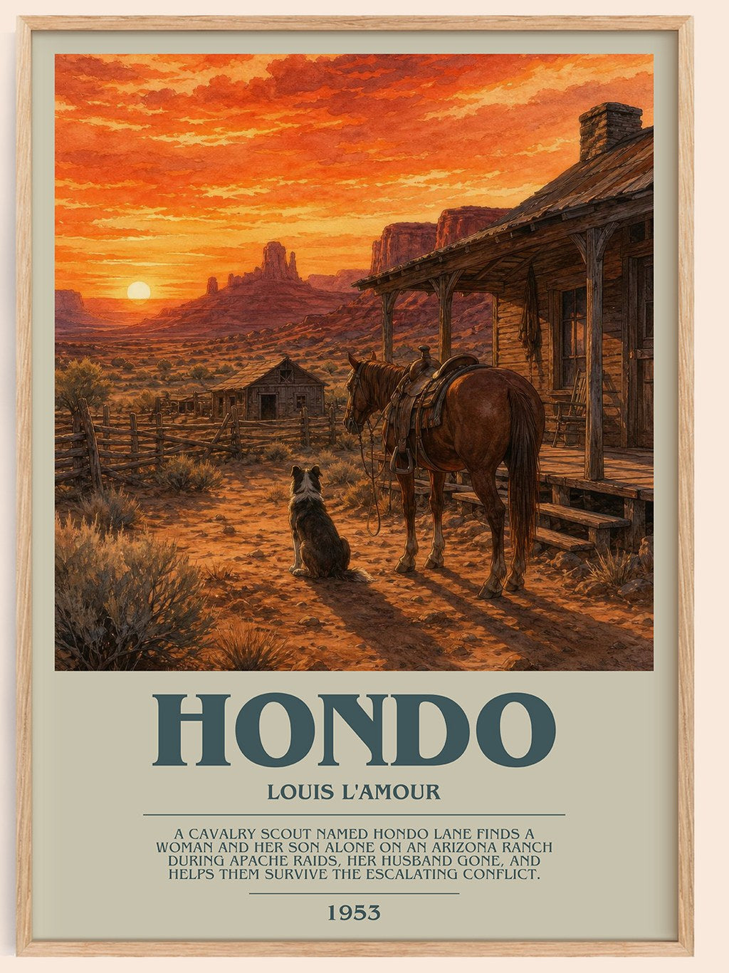 Hondo bookish book poster by Louis L'Amour – framed literary art print
