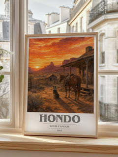 Hondo book cover poster colour and style options – Louis L'Amour book art