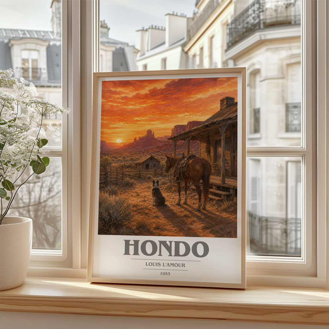 Hondo book cover poster colour and style options – Louis L'Amour book art
