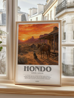 Hondo bookish poster colour and style options – Louis L'Amour book art